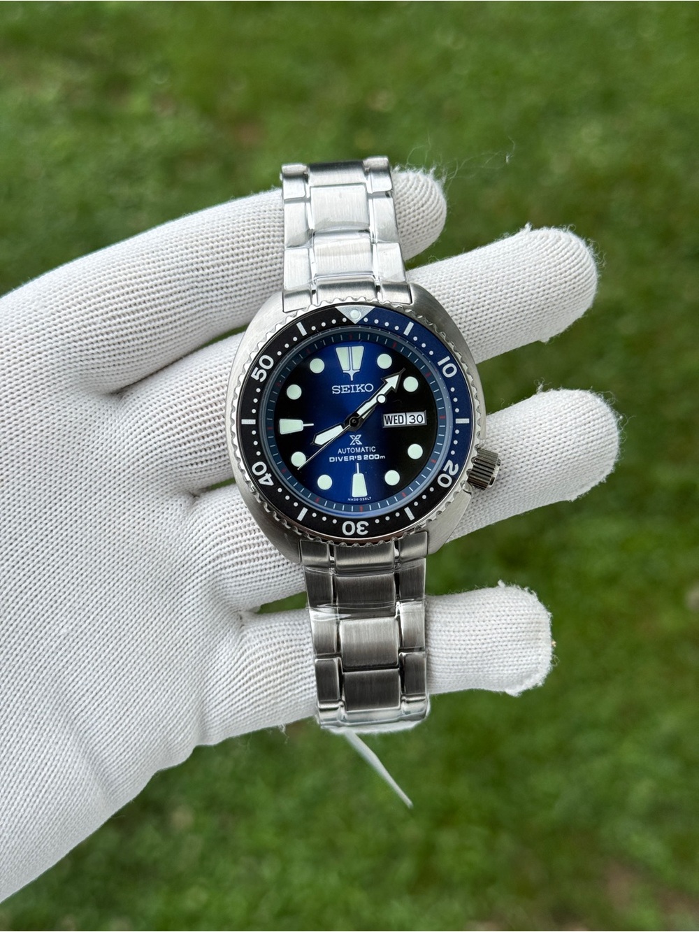 Seiko Men's Blue Dial Automatic Diver Watch - Stainless Steel